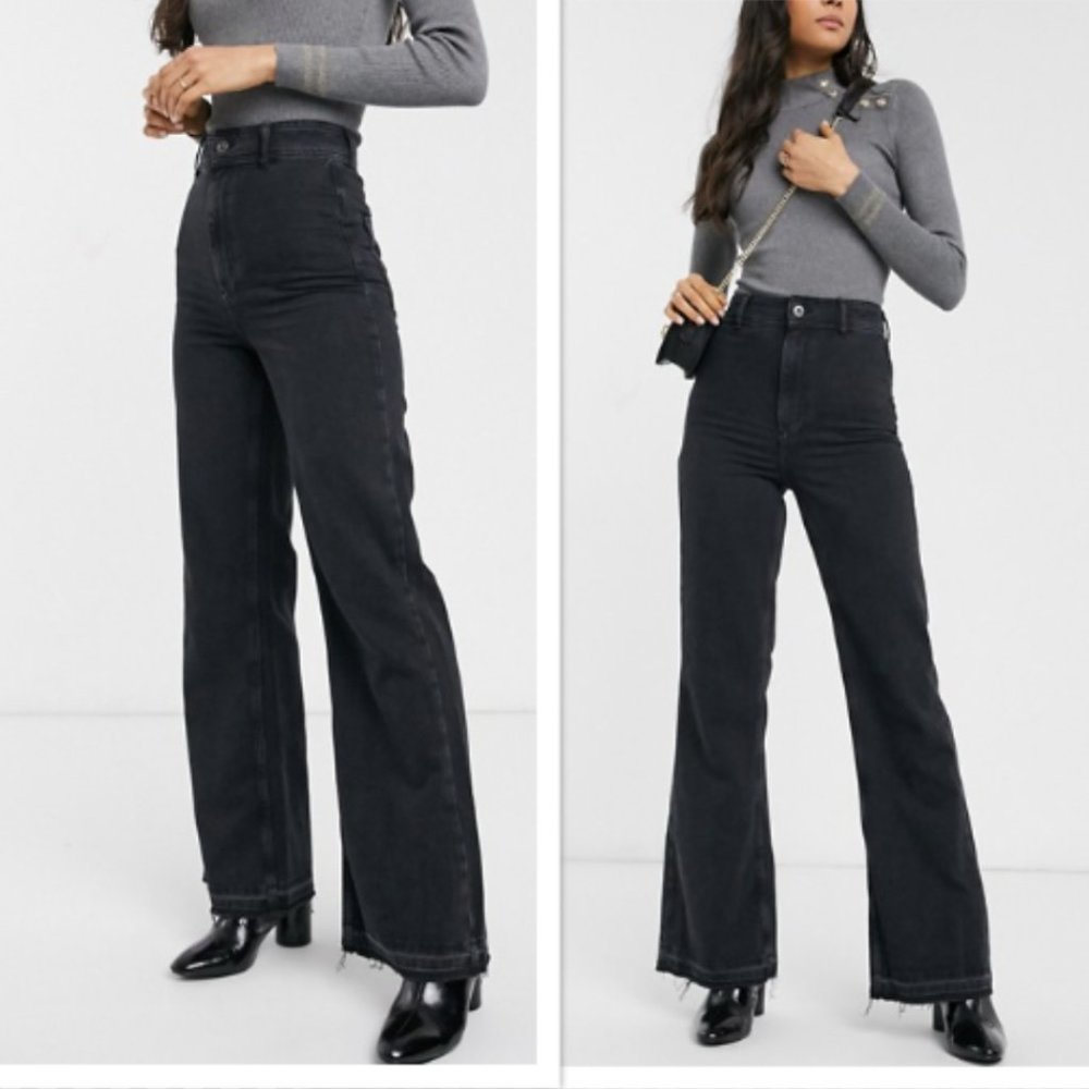 Free People Mindy Flare Jeans Faded Black 28